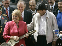 Michelle Bachelet e Evo Morales