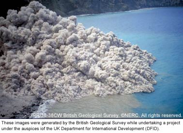 Pyroclastic flow enters the sea