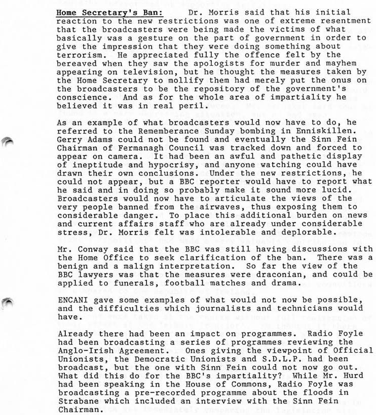 Broadcasting Council NI minutes 21st October 1988