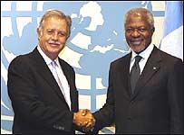 Oscar Berger, da Guatemala, e Kofi Annan