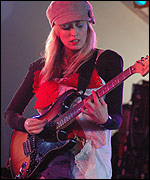 Katie of The Ting Tings on stage