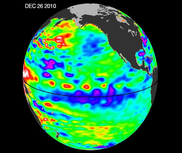 satellite image of La Nina, Pacific Ocean