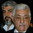 O líder exilado do Hamas, Khaled Meshaal (E), e o presidente da Autoridade Palestina, Mahmoud Abbas (D)