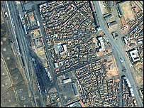 Satelitní snímek Jongčchonského nádraží