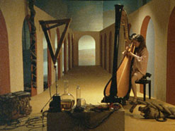 Still from the film Harpstrings and Lava