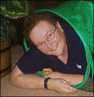 Rose-Mary Gower in her grandson Quinn's play tunnel