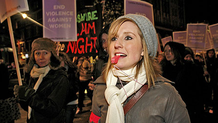 A demonstration against violence to women