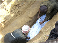 दफ़न किए जाते शव (तस्वीर - ख़दीजा आरिफ़)