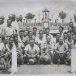 My Grandfather pictured at Dehradun, India, on a commission with Italian Prisoner’s of War — they were building an altar for a church. You can see the altar in the background. My Grandfather is pictured in the centre - holding his hat.