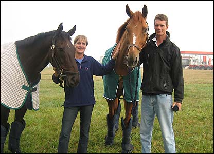William and Tina grazed the horses just behind the petrol pumps
