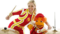 Sarah-Jane and Go-Joe get drumming with the Mighty-Mites