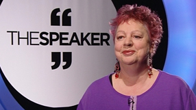 speaker mentor jo brand being interviewed