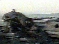 Imagem da TV iraniana mostra ferragens após o acidente