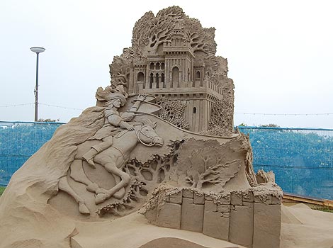 Sleeping Beauty sand sculpture