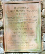 Housman's gravestone in St Laurence's Church in Ludlow