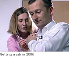 Fergus Walsh receives H5N1 jab