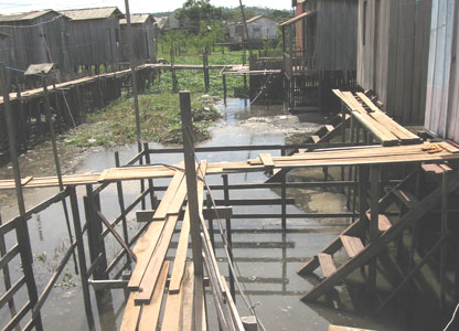 Walkways around the stilt homes