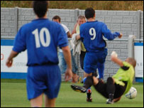 Jozsef Jakab rounds the keeper