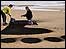Artists make a footprint on West Runton beach.