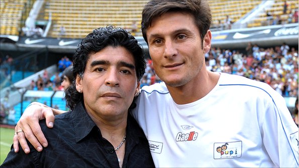 Javier Zanetti and Diego Maradona