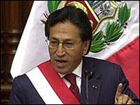 O presidente do Peru, Alejandro Toledo