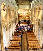 Recording Songs Of Praise at Wymondham Abbey.