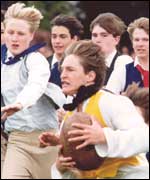 Re-enactment of William Webb Ellis first Rugby game at Rugby School