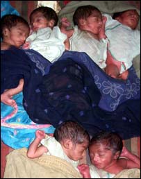 छह जुड़वाँ नवजात शिशु