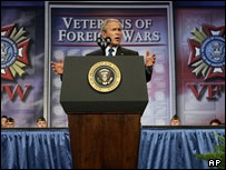 سخنرانی بوش در جمع نظامیان بازنشسته جنگهای خارجی 