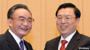 吴邦国（左）和张德江