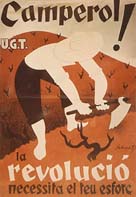 Poster from the Spanish civil war appealing to country workers: 'Peasants! The revolution is as necessary as the shoots on the vine'