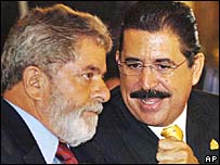 Lula e o presidente de Honduras, Manuel Zelaya