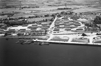 Aerial shot of U-Boats docked at Lisahally