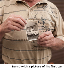 Bernd with a picture of his first car