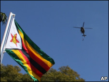 Zimbabwe National Army Helicopters fly by