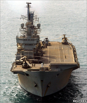 The Royal Navy aircraft carrier HMS Ark Royal 
