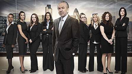 The Apprentice: (L-R) Mona, Yasmina, Kimberly, Anita, Sir Alan, Lorraine, Kate, Paula and Debra