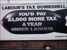 Tory poster criticising Labour tax plans, 1992