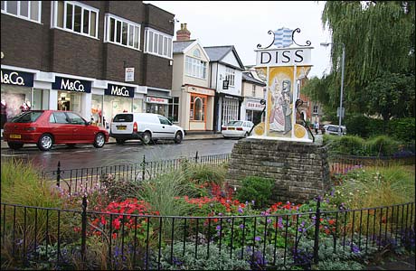 Town sign, Diss