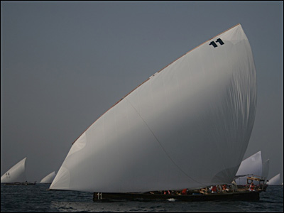 بادبان افراشته قایق در خلیج فارس