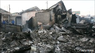 Destroyed houses are seen after they were hit by artillery shells fired by North Korea on Yeonpyeong Island. 