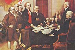 Postcard of 'The Signing of the Declaration of Independence', painted by John Trumbull