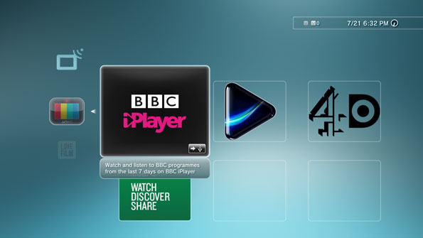 screengrab showing large iPlayer icon amongst others