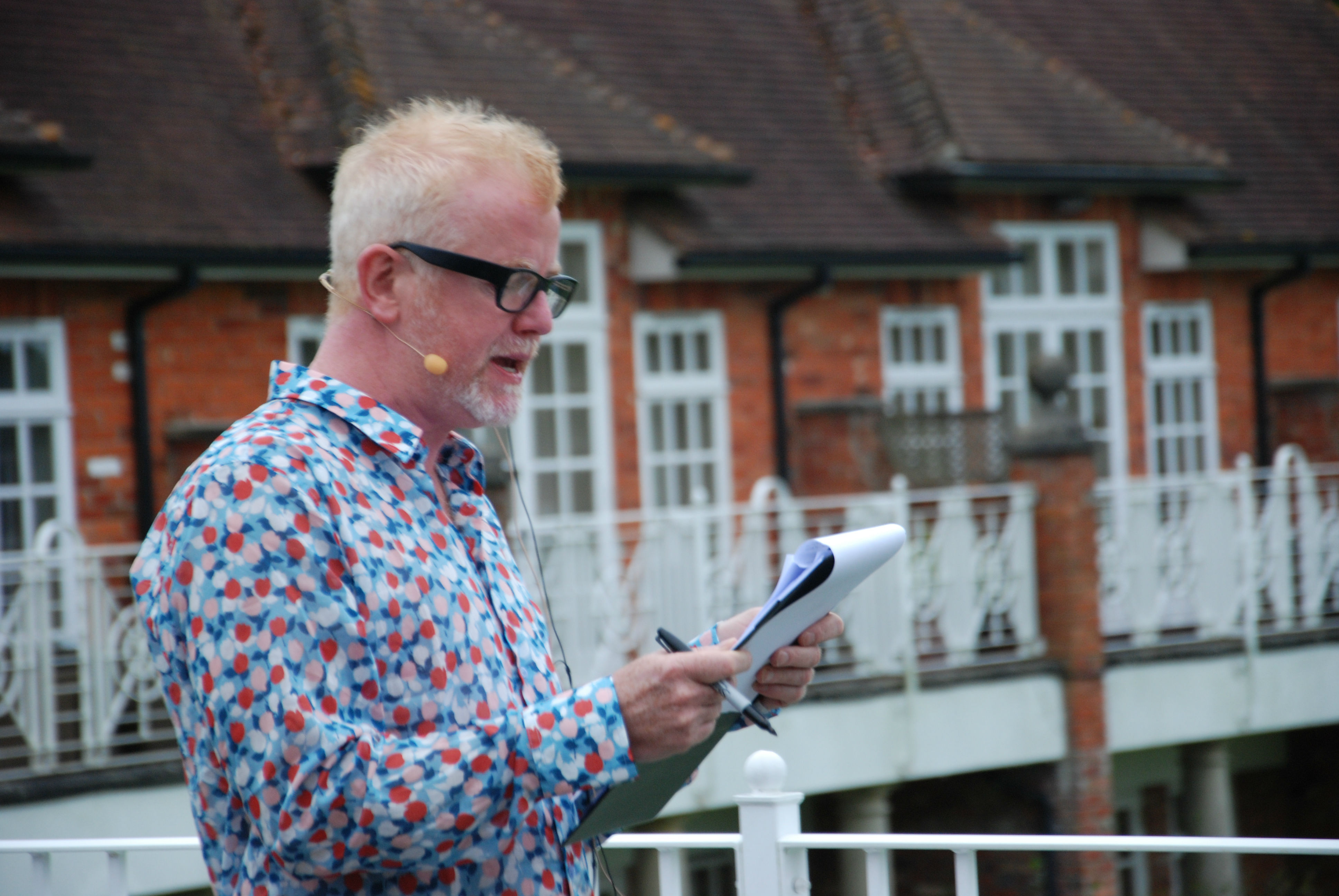 Chris Evans broadcasts live at the beginning of day 2.