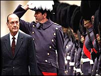 O presidente francês, Chirac, em Londres