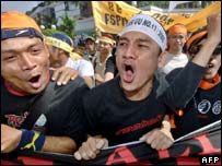 Protestos em Jacarta