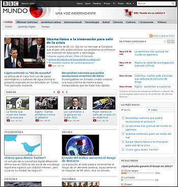 Imagen de la página de internet de BBC Mundo