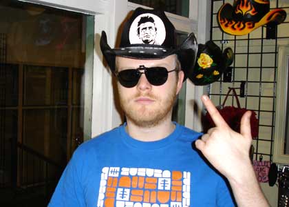 Huw wears his Johnny Cash cowboy hat