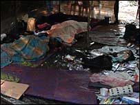 A body in a deserted camp (photo Dinasena Ratugamage)