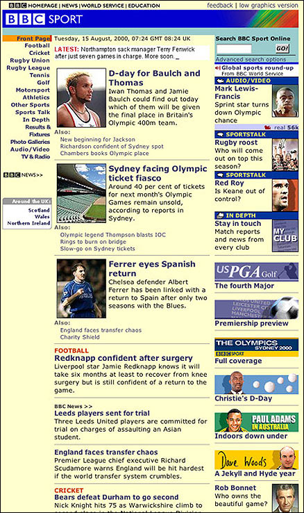 BBC Sport website in 2000